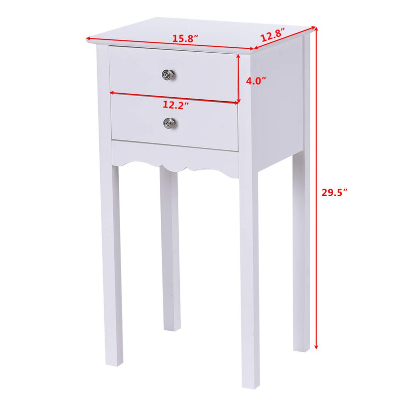 Giantex End Table w/ 2 Drawers Side Table Nightstand Multi-Purpose Accent Table Living Room Bedroom Home Furniture