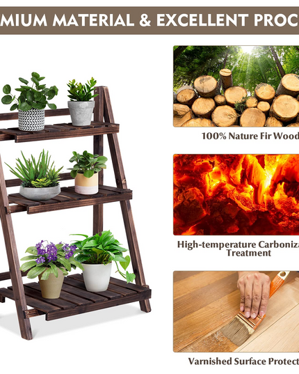 Giantex 3 Tier Folding Wooden Plant Stand