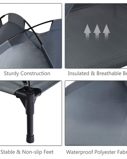 Giantex Elevated Dog Bed with Removable Canopy, Portable Raised Pet Cot Cooling Dog Bed for Camping Beach Lawn