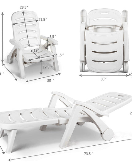 Patio Chaise Lounge Recliner on Wheels - Giantex