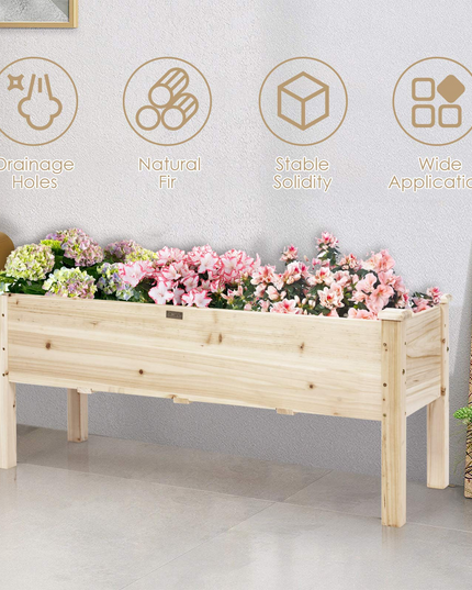 Wood Planter Box with Legs, 47.5"L x 17"W x 20"H