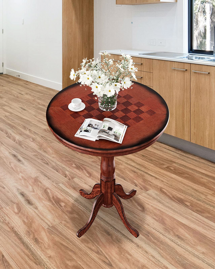Giantex 3 Pcs Pub Table Set, Wooden Pub Pedestal Side Table w/Stable Base