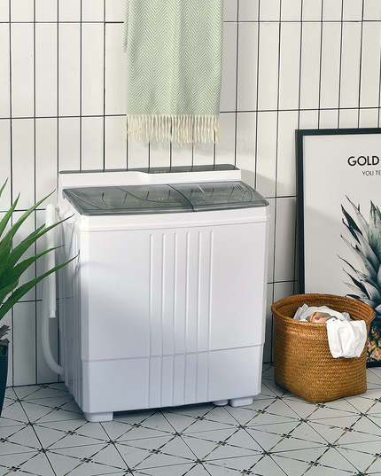 Compact Mini Laundry Washer for Apartment and Home (White & Gray)