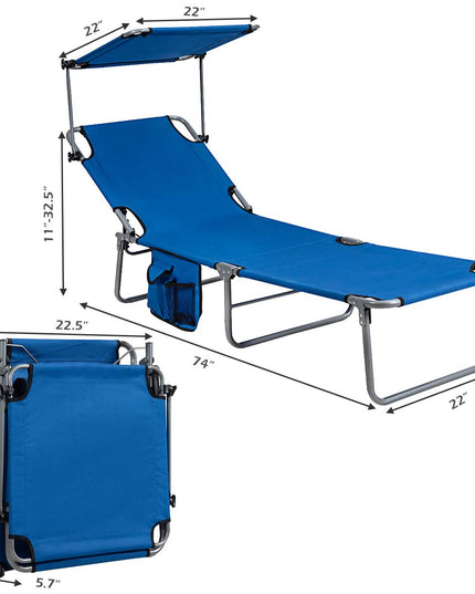 Giantex Lounge Chaise Chair Position and Shade Adjustable W/Canopy and Storage Pocket