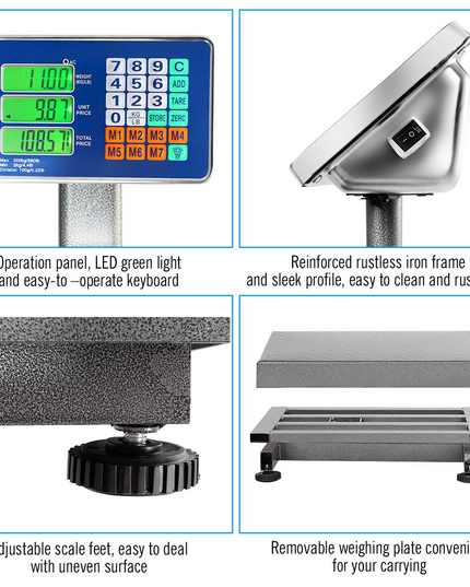 Giantex 660lbs Weight Computing Digital Scale Floor Platform Scale for Weighing Luggage (Silver) - Giantexus