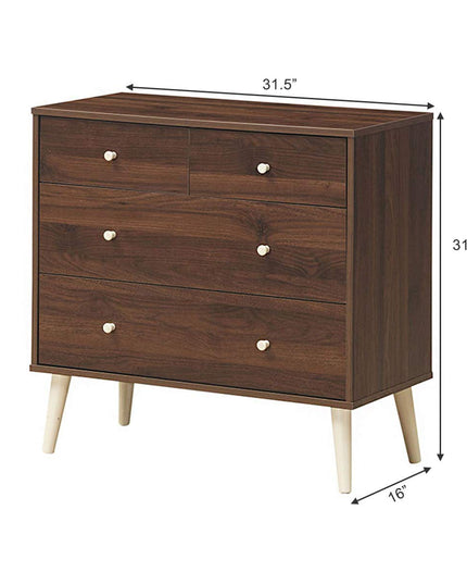 Giantex 4-Drawer Dresser, Free-Standing Chest Wood Legs and Sliding Rail