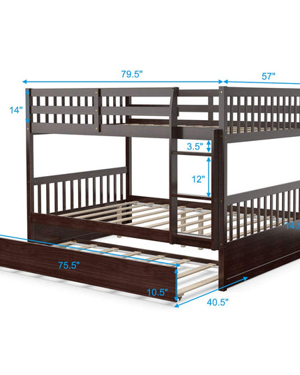 Giantex Full Over Full Bunk Bed with Trundle for Adults Kids Teens