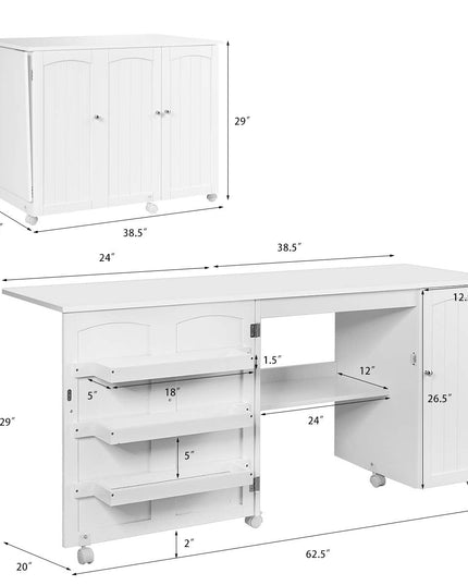 Giantex Folding Sewing Table, Large Sewing Craft Cart ( 62.5''x20''x29'')