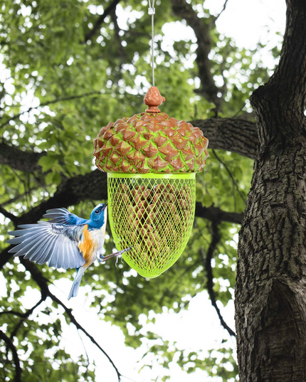 Giantex Metal Acorn Bird Feeder, Outdoor Hanging Food Dispenser with Stainless Steel Wire and Iron Grid