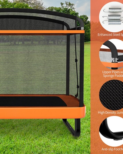 Giantex 6 Ft Kids Trampoline with Swing, Baby Toddler Rectangle Trampoline, Max Load 220lbs (Blue/Orange) - Giantexus