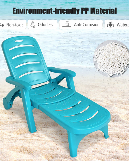 Patio Chaise Lounge Recliner on Wheels - Giantex