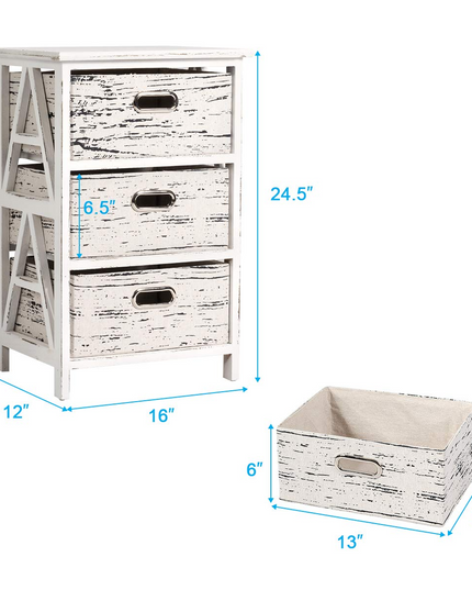 Giantex Storage Drawer Units W/ 3 Fabrics Storage Drawers and Wood Frame (1)