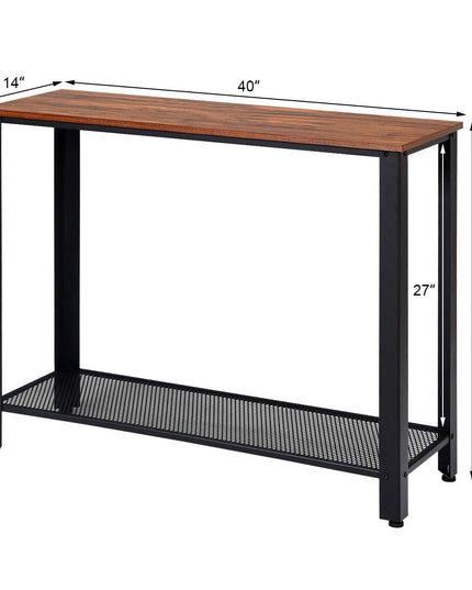 Giantex Console Sofa Table Wood W/Adjustable Feet and Storage Shelf