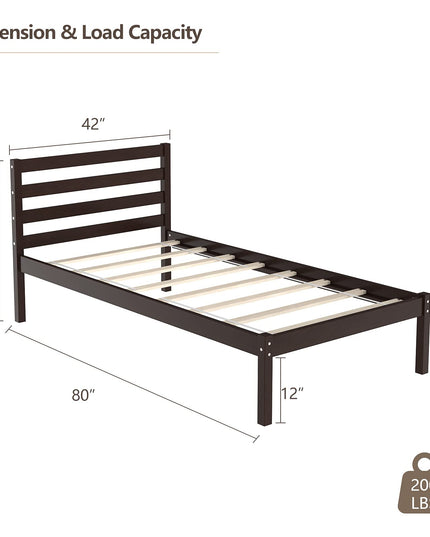 Giantex Wood Slat Support, No Spring Needed, Bed Mattress Foundation, Espresso (Twin)