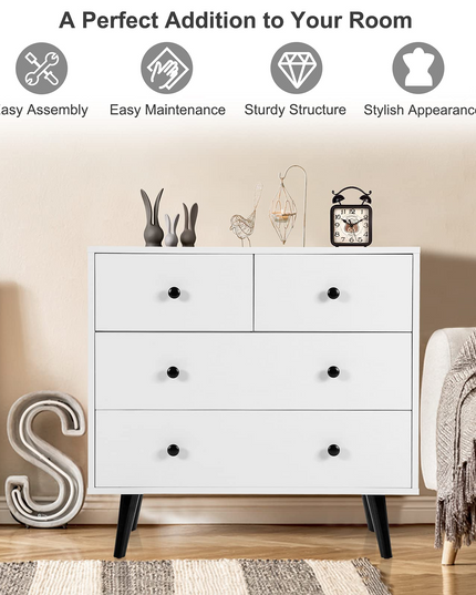 Giantex 4 Drawer Chest Dresser w/Spacious Drawers & Metal Handles