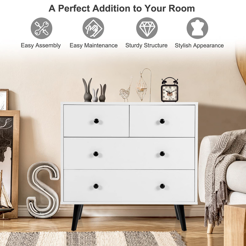 Giantex 4 Drawer Chest Dresser w/Spacious Drawers & Metal Handles