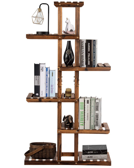 Giantex Flower Rack Wood Plant Stand 7 Wood Shelves 11 Pots