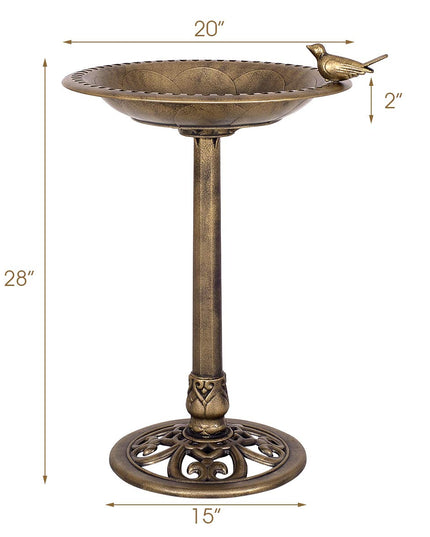 Giantex 28 Inch Height Pedestal Bird Bath Feeder Freestanding Antique Outdoor Garden Yard Patio Decor