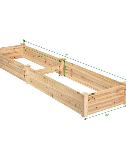 Raised Garden Bed Wood Planter Box, ( 97" x 25" x 10" )