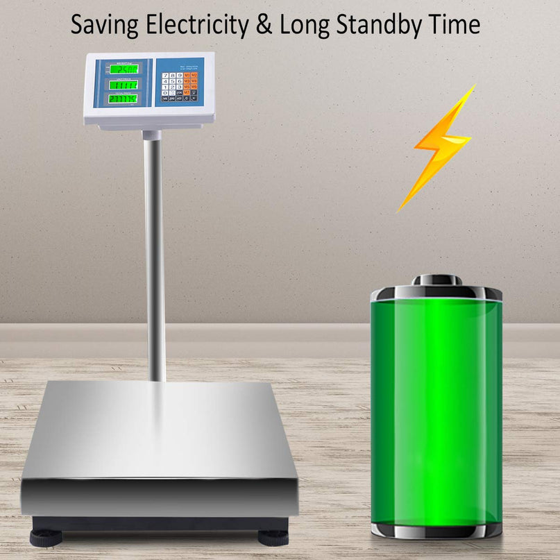 Giantex 660lbs Weight Computing Digital Scale Floor Platform Scale Postal Scale Accurate Shipping Mailing LB/KG Price Calculator, Silver - Giantexus