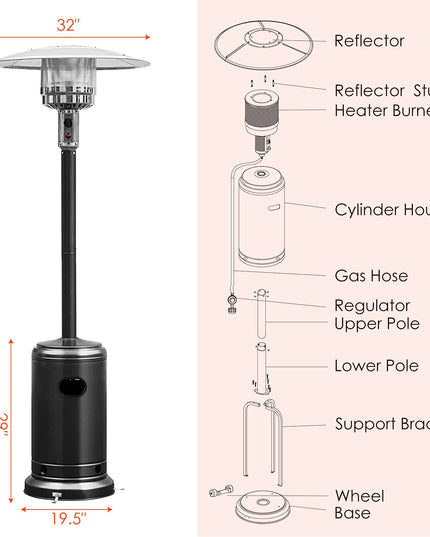Giantex Patio Heaters for Outdoor Use, 48000 BTU Propane Outdoor Heaters with Wheels