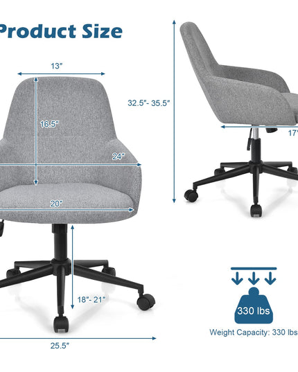 Fabric Office Chair, Upholstered Linen Leisure Chair