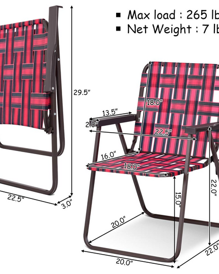 Giantex Folding Lawn Chairs Set of 6 Outdoor Portable Beach Chair W/Stable Steel Frame