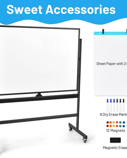 Double-Sided Magnetic Dry Erase Mobile Whiteboard - Giantex
