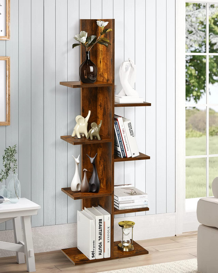 Giantex Wood Bookshelf, 7-Tier Tall Freestanding Tree Bookshelf with Anti-toppling