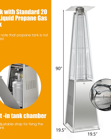 Giantex Outdoor Propane Patio Heaters, 42,000 BTU Pyramid Style Gas Porch and Deck Heater w/Dancing Flame