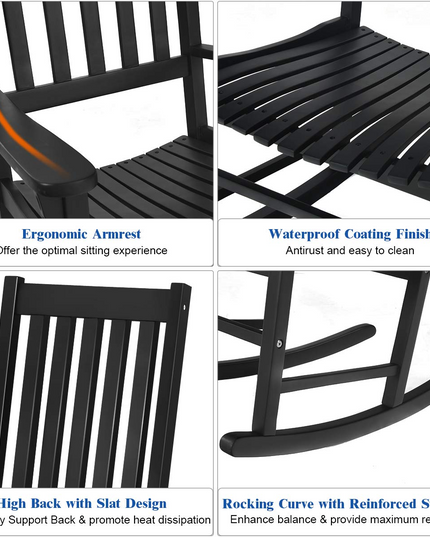 Giantex Rocking Chair Acacia Wood Frame Outdoor& Indoor