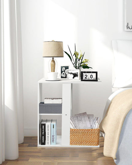 Giantex End Table C Shaped Side Table with Storage Shelf Snack Table TV Tray for Coach
