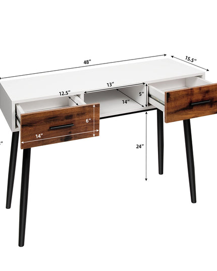 Giantex 48" Console Table, Industrial Style Sofa Table w/ 2 Drawers & Middle Open Shelf