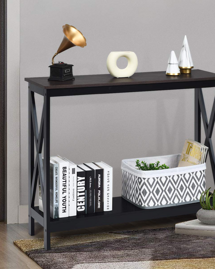 Giantex Console Table 2-Tier with Storage Shelf,X-Design Bookshelf
