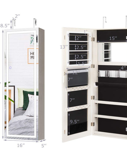 CHARMAID Jewelry Cabinet with LED Touch Screen Mirror
