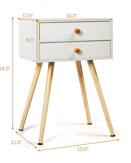 Giantex Nightstand W/2 Drawers for Bedroom