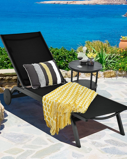 Giantex Lounge Chairs for Outside Patio Chaise Lounges Aluminum Recliner W/Adjustable 6 Backrest Positions and Wheels