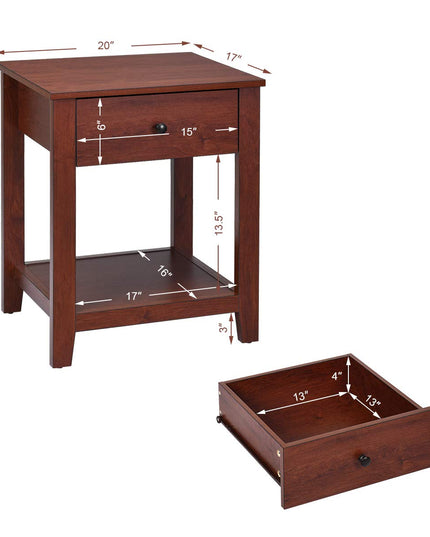 Table d'appoint contemporaine Giantex Espresso (1)
