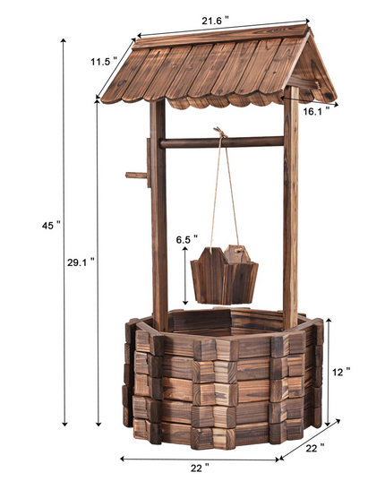 Giantex Outdoor Wooden Wishing Well with Hanging Bucket