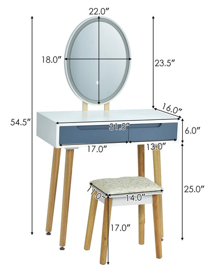 CHARMAID Vanity Set with Lighted Mirror - Giantexus