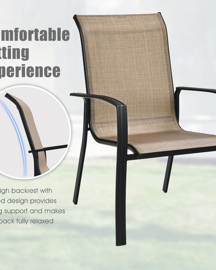 Giantex Metal Camping Chairs with High Backrest Armrest for Porch Deck Pool Beach Yard