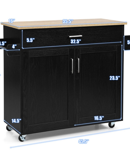 Giantex Kitchen Island, Rolling Kitchen Cart with Spice and Towel Rack, Large Drawer & 2-Door Storage Cabinet