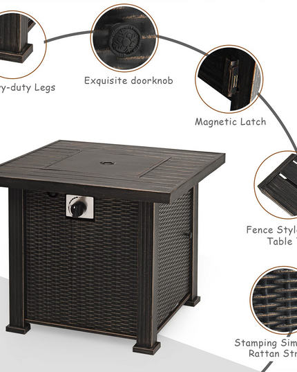 Giantex Gas Fire Pit Table, 30 Inch 50,000 BTU Auto-Ignition Propane Fire Pit (Brown)