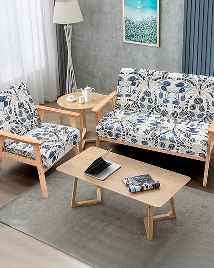 Mid-Century Wooden Loveseat Accent Chair Set - Giantexus