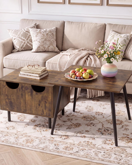 GIANTEX Nesting Coffee Table Set of 2 | Small Coffee Table & Sofa Side Tables with Metal Legs