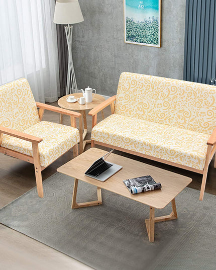 Mid-Century Wooden Loveseat Accent Chair Set - Giantexus