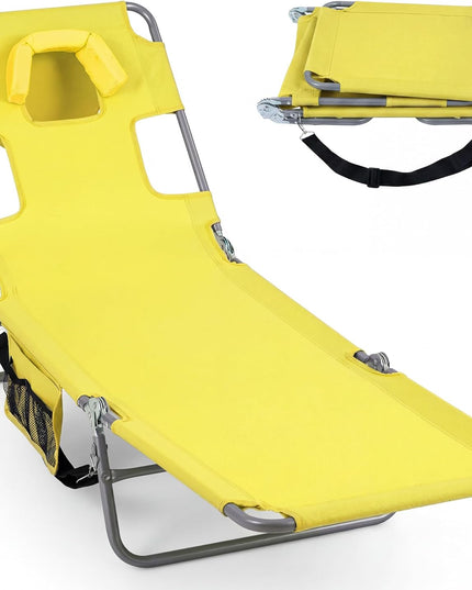 Giantex Folding Tanning Chair with Face Hole& 5-Position Adjustable Backrest (1/2)