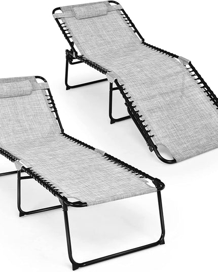 Giantex Patio Lounge Chair Folding Tanning Chair, Sunbathing Chaise Lounge W/Removable Headrest