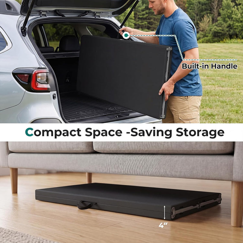 Giantex 8FT Folding Table eavy Duty Fold-in-Half Portable HDPE Plastic Table with Handle & Locks
