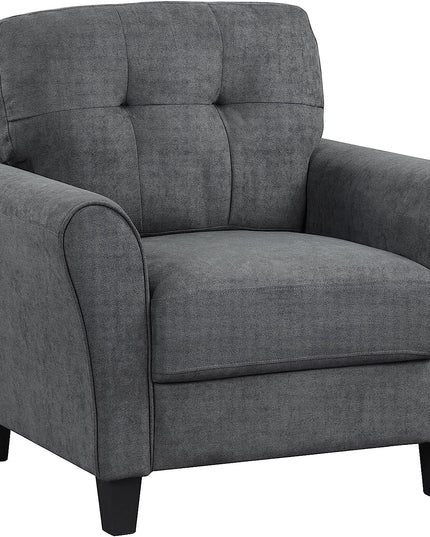 Giantex Modern Mid-Century Accent Chair - Linen Living Room Chair with Tufted Back, Grey